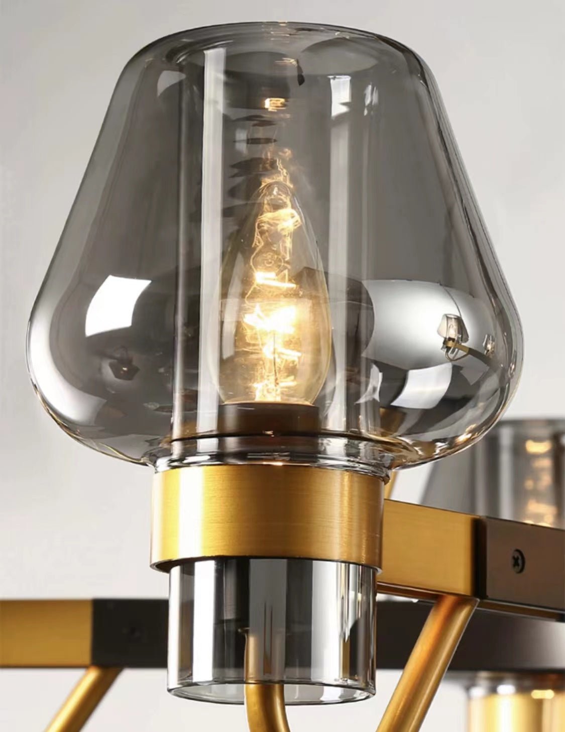 Post - modern Light Luxury Full Brass Chandelier for Living Room/Bedroom - 8 Lights: D39.4"*H8.7"Smoky GreyWarm LightBlushlighting