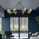 Post - modern Light Luxury Full Brass Chandelier for Living Room/Bedroom - 8 Lights: D39.4"*H8.7"Smoky GreyWarm LightBlushlighting