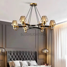Post - modern Light Luxury Full Brass Chandelier for Living Room/Bedroom - 6 Lights: D35.8"*H8.7"/15kgSmoky GreyWarm LightBlushlighting