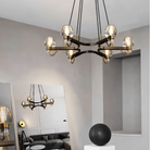 Post - modern Light Luxury Full Brass Chandelier for Living Room/Bedroom - 6 Lights: D35.8"*H8.7"/15kgSmoky GreyWarm LightBlushlighting