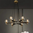 Post - modern Light Luxury Full Brass Chandelier for Living Room/Bedroom - 6 Lights: D30.7"*H8.7"/12kgClearWarm LightBlushlighting