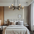 Post - modern Light Luxury Full Brass Chandelier for Living Room/Bedroom - 6 Lights: D35.8"*H8.7"/15kgClearWarm LightBlushlighting