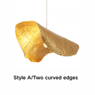 Postmodern Withered Leaf Parlor Pendant Lighting Fixture in Brass - Style A/Two curved edges/L17.7"*W11.02"*H7.08"Warm LightBlushlighting