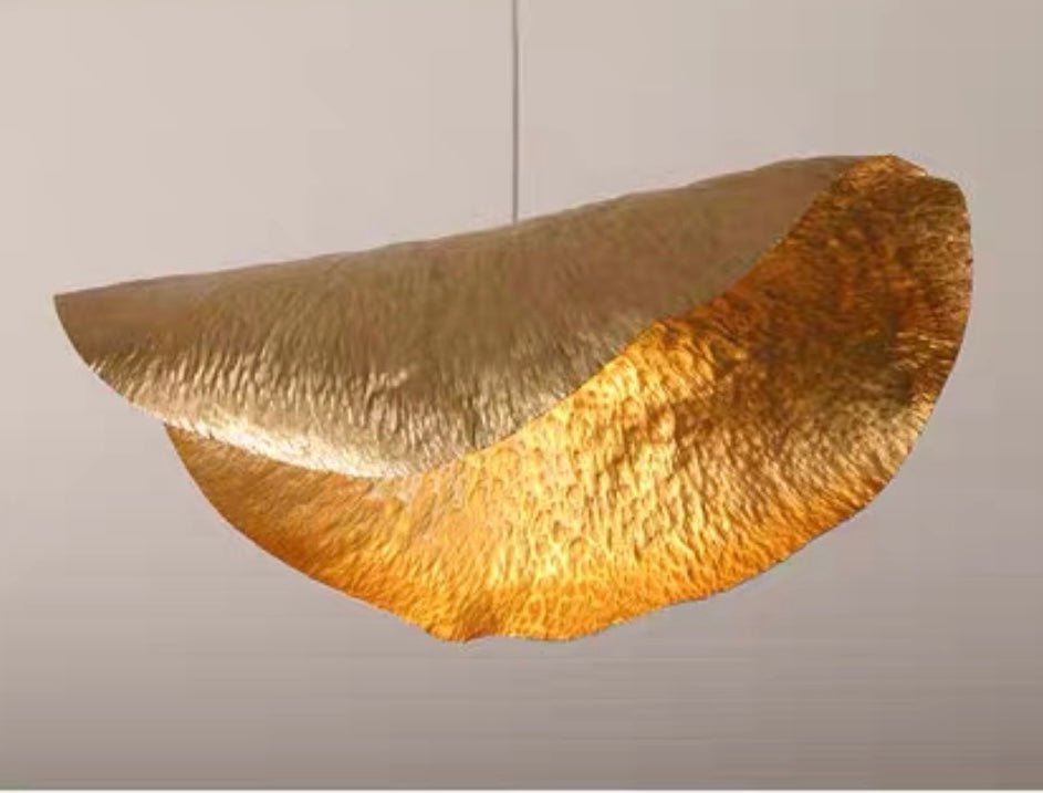 Postmodern Withered Leaf Parlor Pendant Lighting Fixture in Brass - Style A/Two curved edges/L17.7"*W11.02"*H7.08"Warm LightBlushlighting