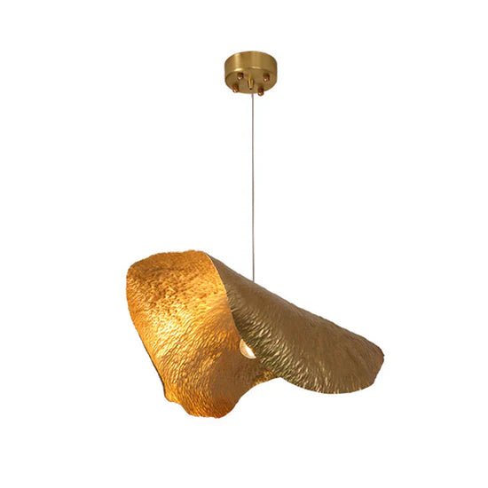 Postmodern Withered Leaf Parlor Pendant Lighting Fixture in Brass - Style A/Two curved edges/L17.7"*W11.02"*H7.08"Warm LightBlushlighting