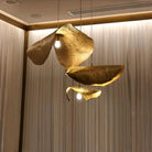 Postmodern Withered Leaf Parlor Pendant Lighting Fixture in Brass - Style A/Two curved edges/L17.7"*W11.02"*H7.08"Warm LightBlushlighting