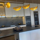 Postmodern Withered Leaf Parlor Pendant Lighting Fixture in Brass - Style A/Two curved edges/L17.7"*W11.02"*H7.08"Warm LightBlushlighting