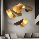Postmodern Withered Leaf Parlor Pendant Lighting Fixture in Brass - Style A/Two curved edges/L17.7"*W11.02"*H7.08"Warm LightBlushlighting