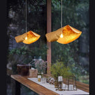 Postmodern Withered Leaf Parlor Pendant Lighting Fixture in Brass - Style A/Two curved edges/L17.7"*W11.02"*H7.08"Warm LightBlushlighting