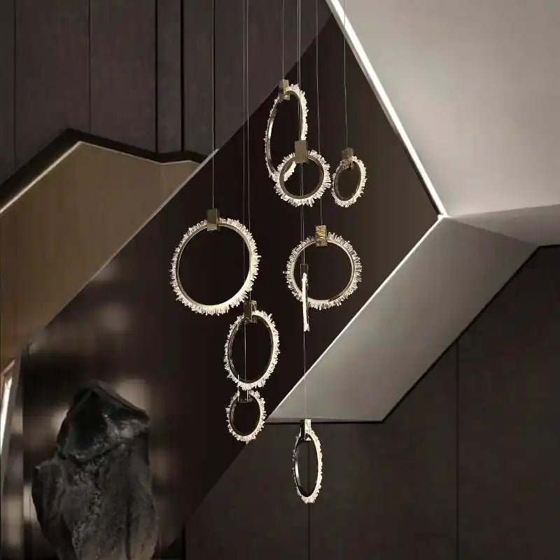 Primary Crystal 12 Rings Staircase Chandelier - Blushlighting