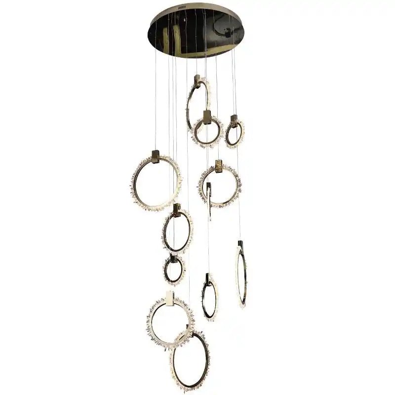 Primary Crystal 12 Rings Staircase Chandelier - Blushlighting