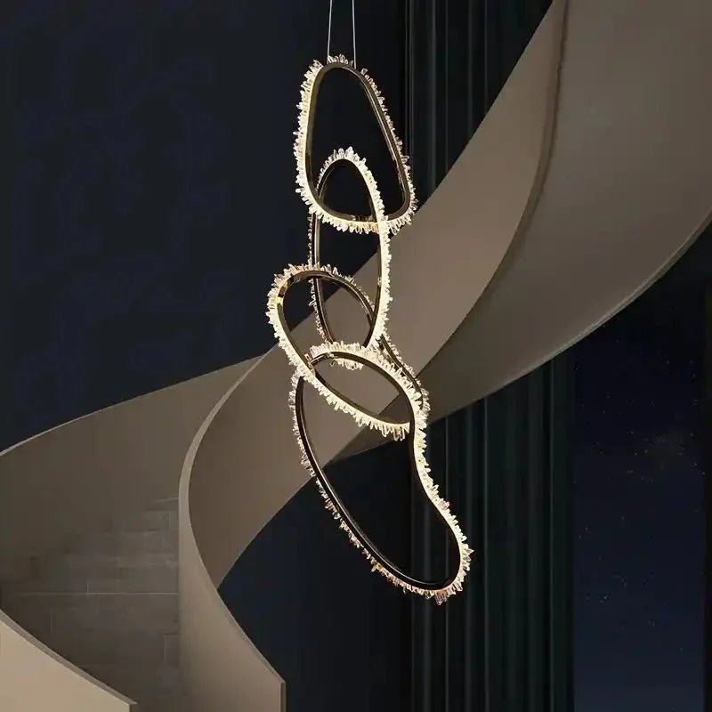 Primary Crystal 5 Rings Chandelier - Style C: 59"L x 13.8"WBlushlighting