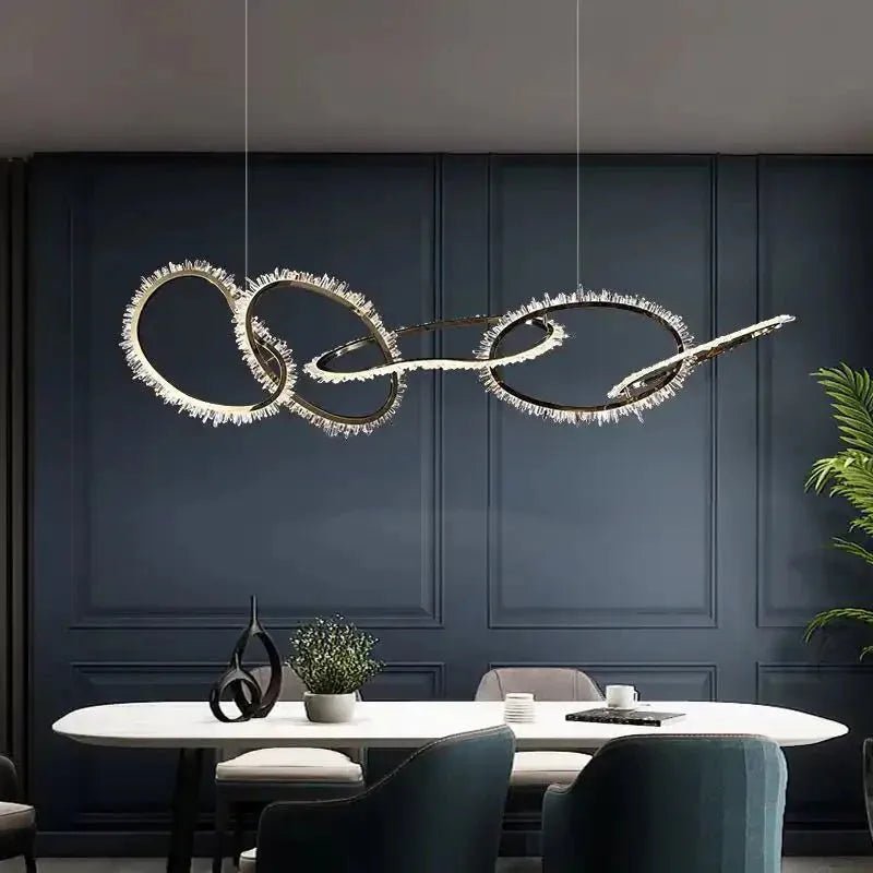 Primary Crystal 5 Rings Chandelier - Style C: 59"L x 13.8"WBlushlighting