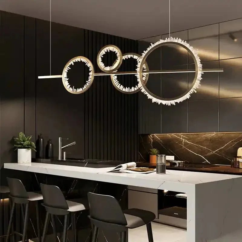 Primary Crystal Cluster Island Chandelier - 4 RingsBlushlighting