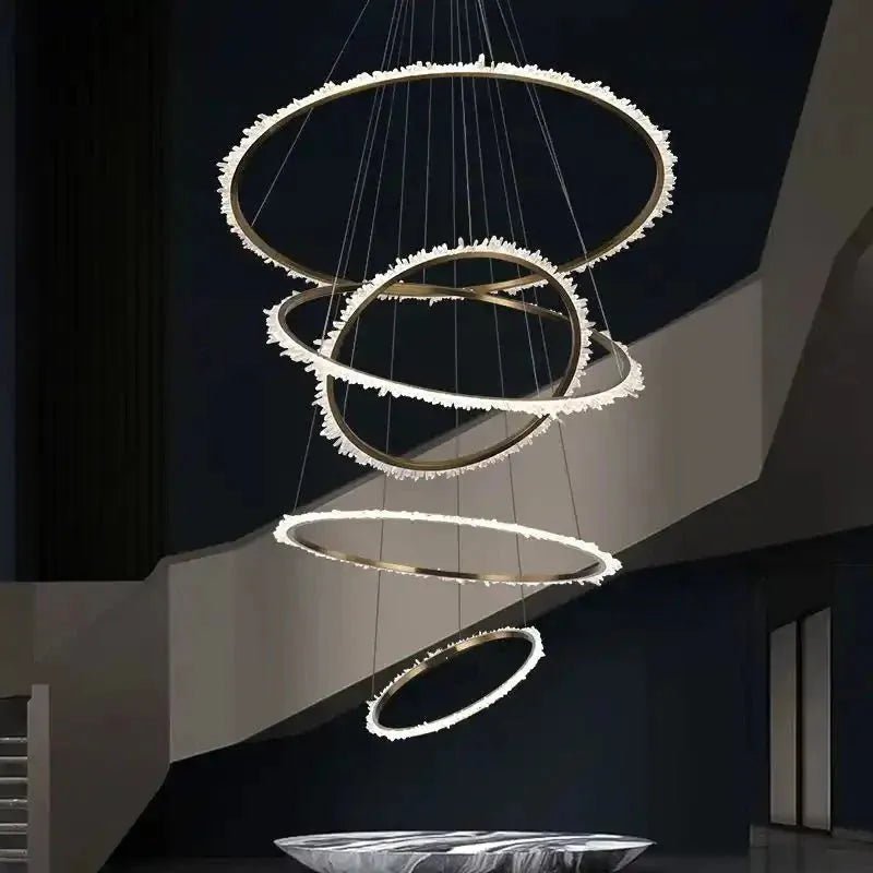 Primary Crystal Multi Rings Chandelier - 5 Rings: 15.7"D + 23.6"D + 31.5"D + 39.4"D + 59"DBlushlighting