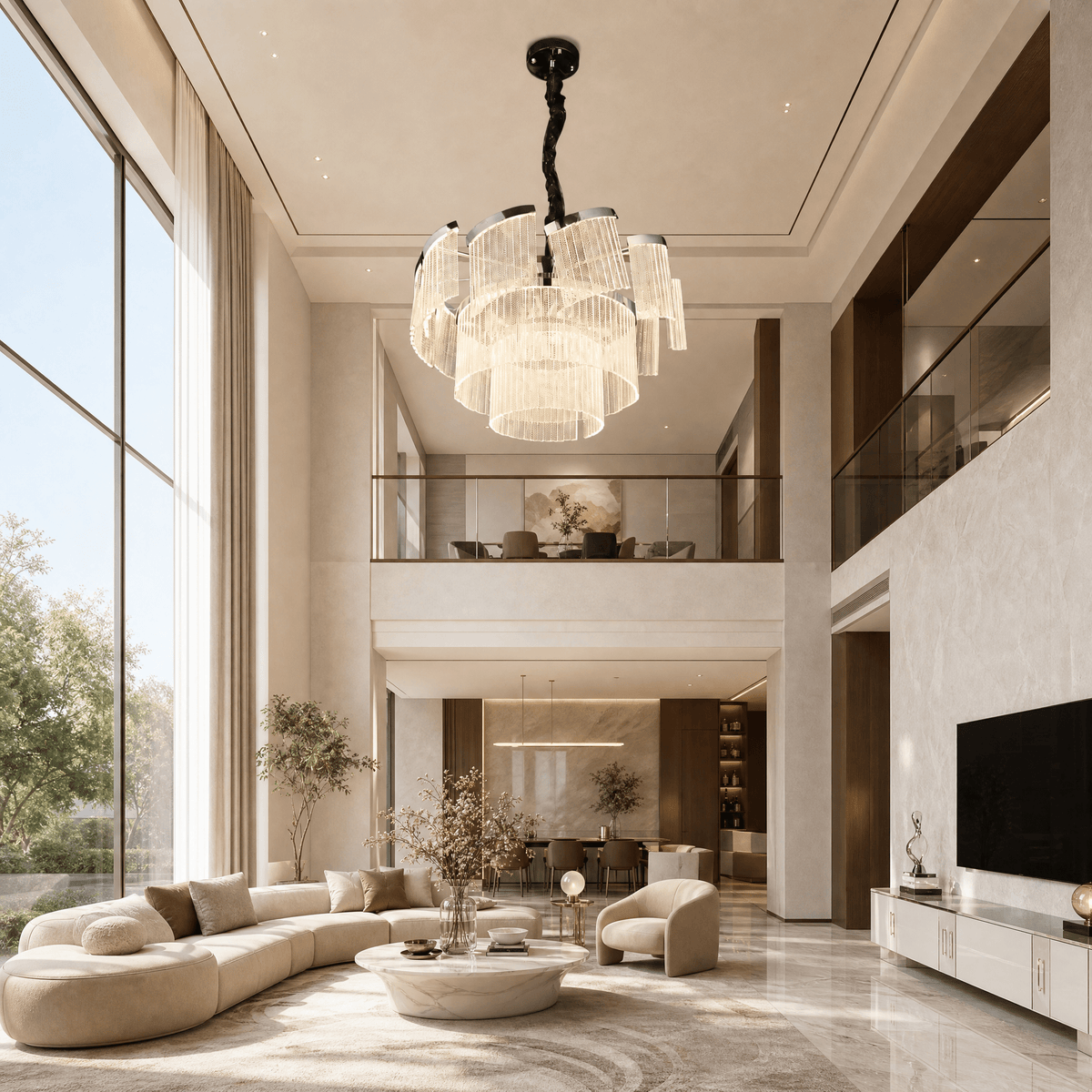 Prismata Crystal Modern Sculptural Ring Chandelier - 23.6in / 600mmBlushlighting