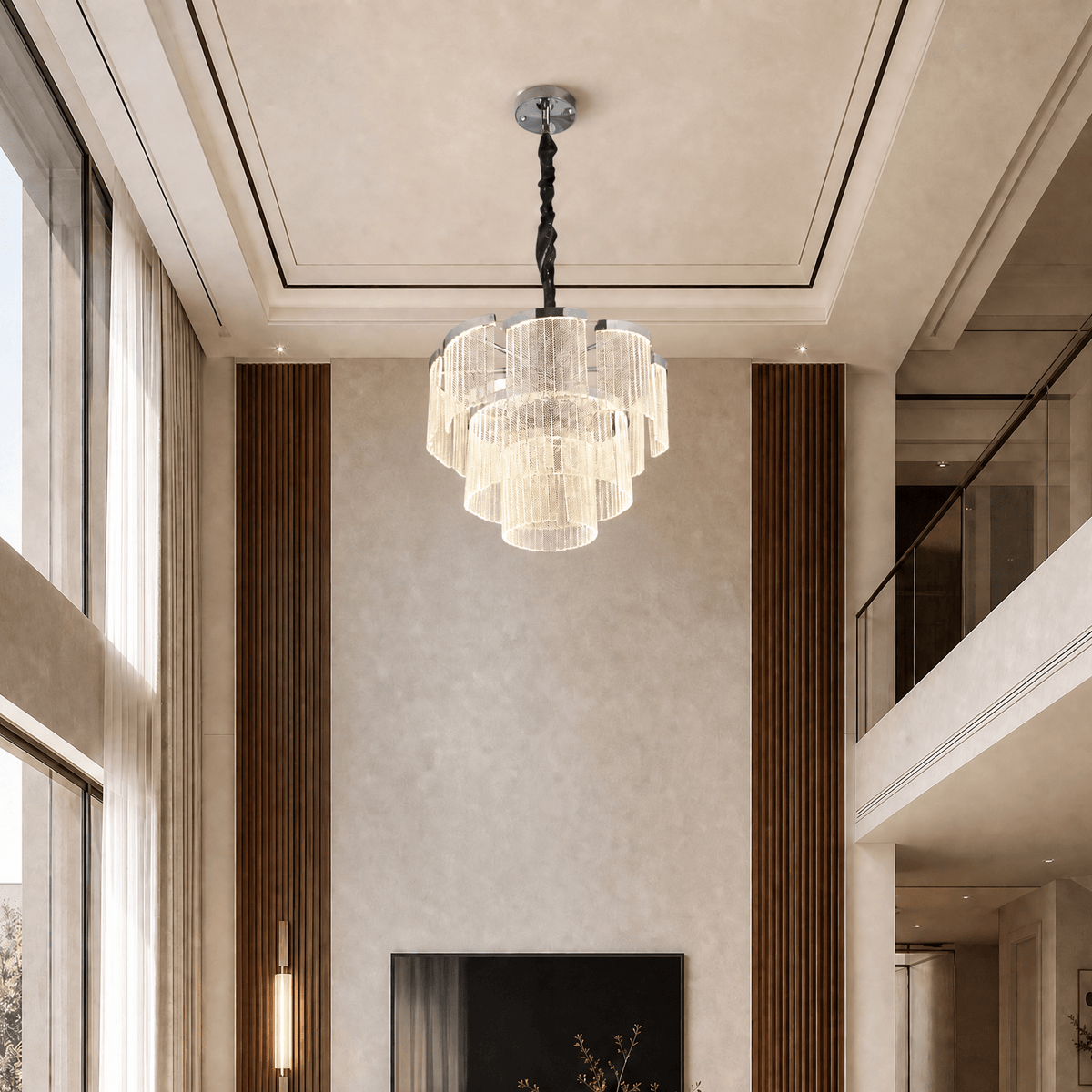 Prismata Crystal Modern Sculptural Ring Chandelier - 23.6in / 600mmBlushlighting