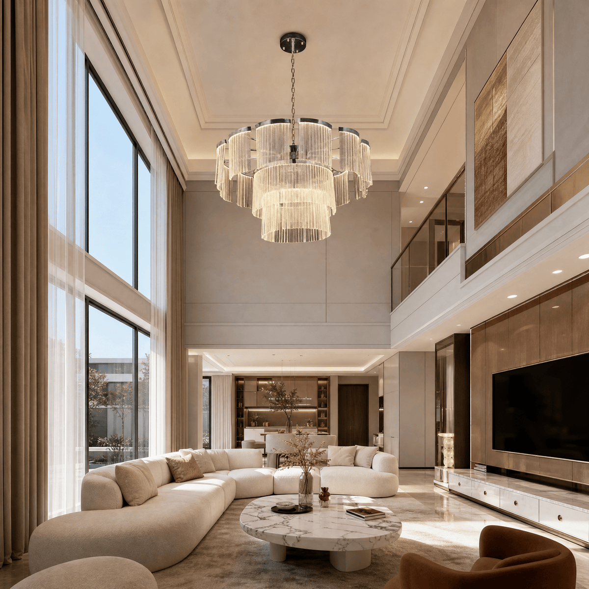 Prismata Crystal Modern Sculptural Ring Chandelier - 23.6in / 600mmBlushlighting