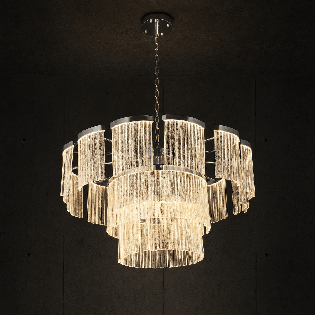 Prismata Crystal Modern Sculptural Ring Chandelier - 39.4in / 1000mmBlushlighting