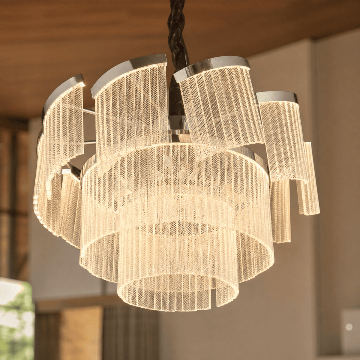 Prismata Crystal Modern Sculptural Ring Chandelier - 31.5in / 800mmBlushlighting
