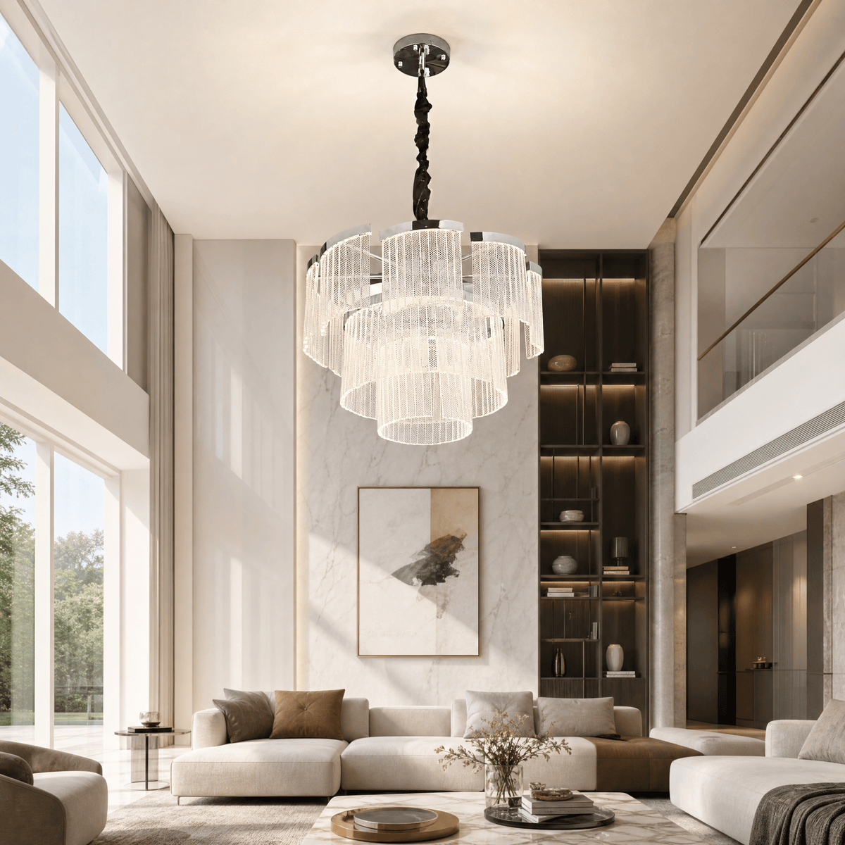 Prismata Crystal Modern Sculptural Ring Chandelier - 23.6in / 600mmBlushlighting