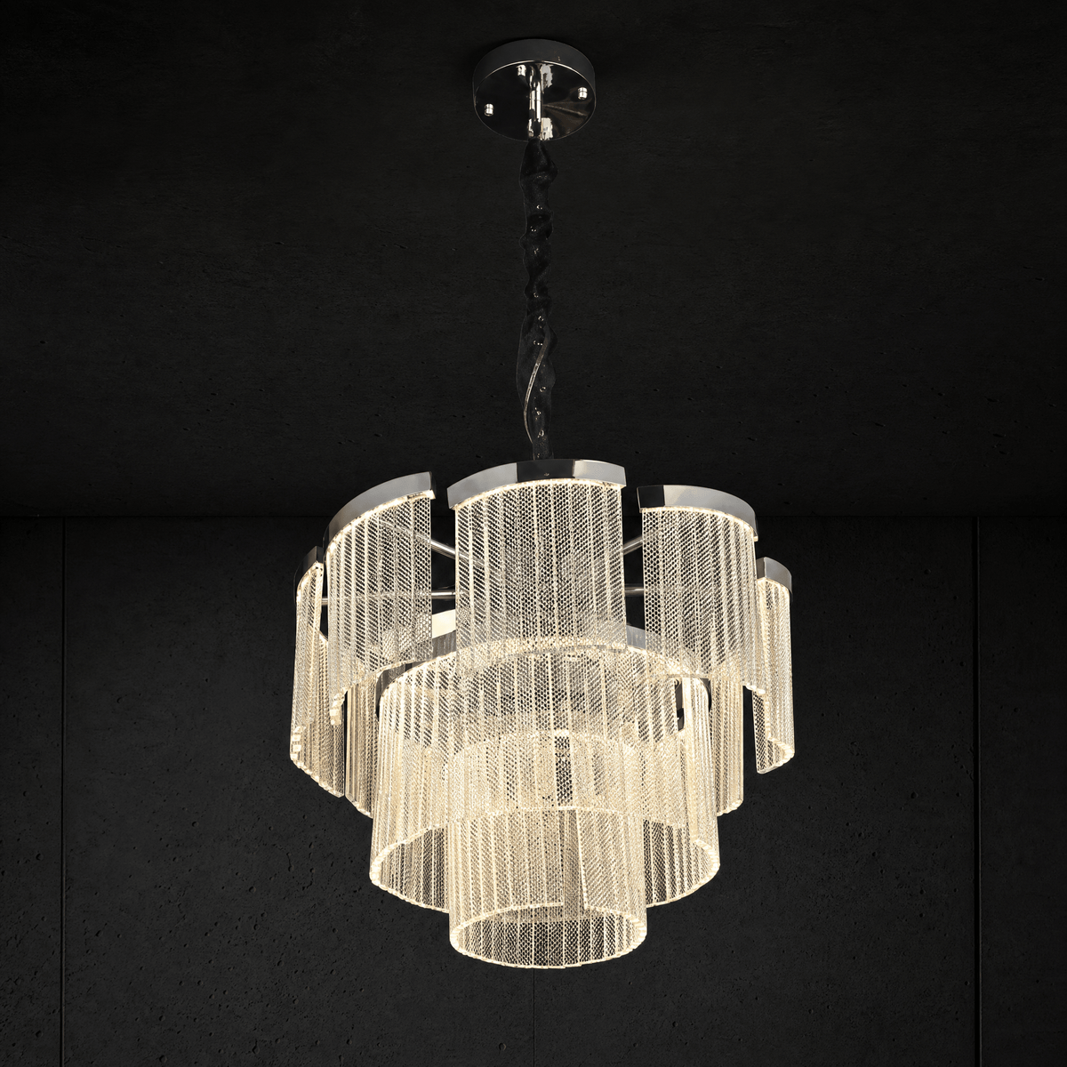 Prismata Crystal Modern Sculptural Ring Chandelier - 23.6in / 600mmBlushlighting
