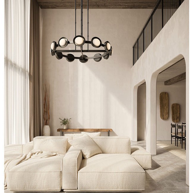 PrismFlow Alabaster Metal Chandelier - Urban BronzeBlushlighting