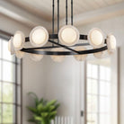 PrismFlow Alabaster Metal Chandelier - Urban BronzeBlushlighting