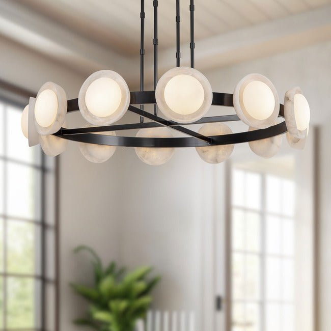PrismFlow Alabaster Metal Chandelier - Urban BronzeBlushlighting