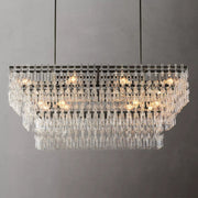 Fabricia Tiered Rectangle Glass Chandelier, Luxury Modern Indoor Lamps
