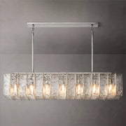 Lattice Modern Linear Glass Chandelier 67" for Living Room