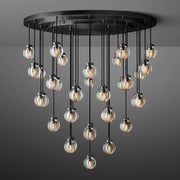 Pearl Round Glass Chandelier, Round Chandelier for Staircase