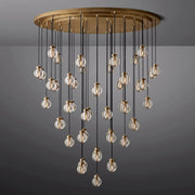 Pearl Round Glass Chandelier, Round Chandelier for Staircase