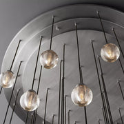 Pearl Round Glass Chandelier, Round Chandelier for Staircase