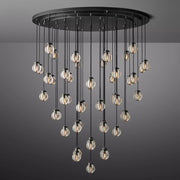 Pearl Round Glass Chandelier, Round Chandelier for Staircase