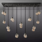 Pearl Linear Rectangle Glass Chandelier, Modern Linear Lamp for Living room