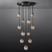 Pearl Round Glass Chandelier, Round Chandelier for Staircase