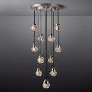 Pearl Round Glass Chandelier, Round Chandelier for Staircase