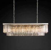 Clavel 2 Tiers Crystal Island Linear Chandelier Brass