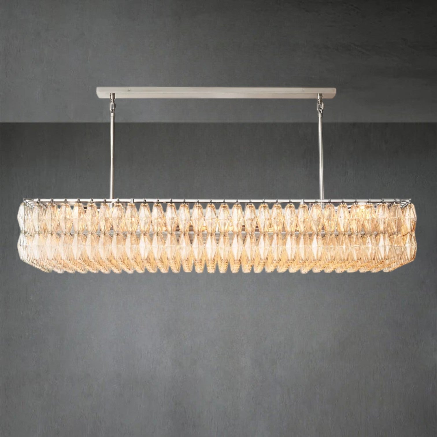 Chiaravalle Glass Rectangular Chandelier 74"
