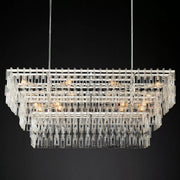 Fabricia Tiered Rectangle Glass Chandelier, Luxury Modern Indoor Lamps