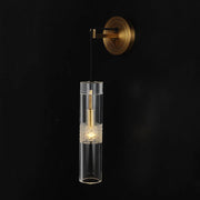 Postmodern glass crystal tube brass Wall Sconce 14"