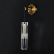 Postmodern glass crystal tube brass Wall Sconce 14"