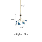 Blushlighting® Colourful Agate Art Multicoloured LED Chandelier Home Decor Ceiling Pendant Lamp 4 lights / Blue / Warm light