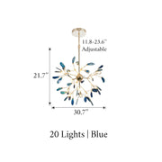 Blushlighting® Colourful Agate Art Multicoloured LED Chandelier Home Decor Ceiling Pendant Lamp 20 lights / Blue / Warm light