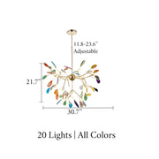 Blushlighting® Colourful Agate Art Multicoloured LED Chandelier Home Decor Ceiling Pendant Lamp 20 lights / All Colors / Warm light