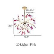 Blushlighting® Colourful Agate Art Multicoloured LED Chandelier Home Decor Ceiling Pendant Lamp 20 lights / Pink / Warm light