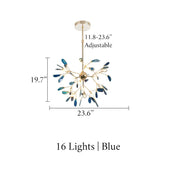 Blushlighting® Colourful Agate Art Multicoloured LED Chandelier Home Decor Ceiling Pendant Lamp 16 lights / Blue / Warm light