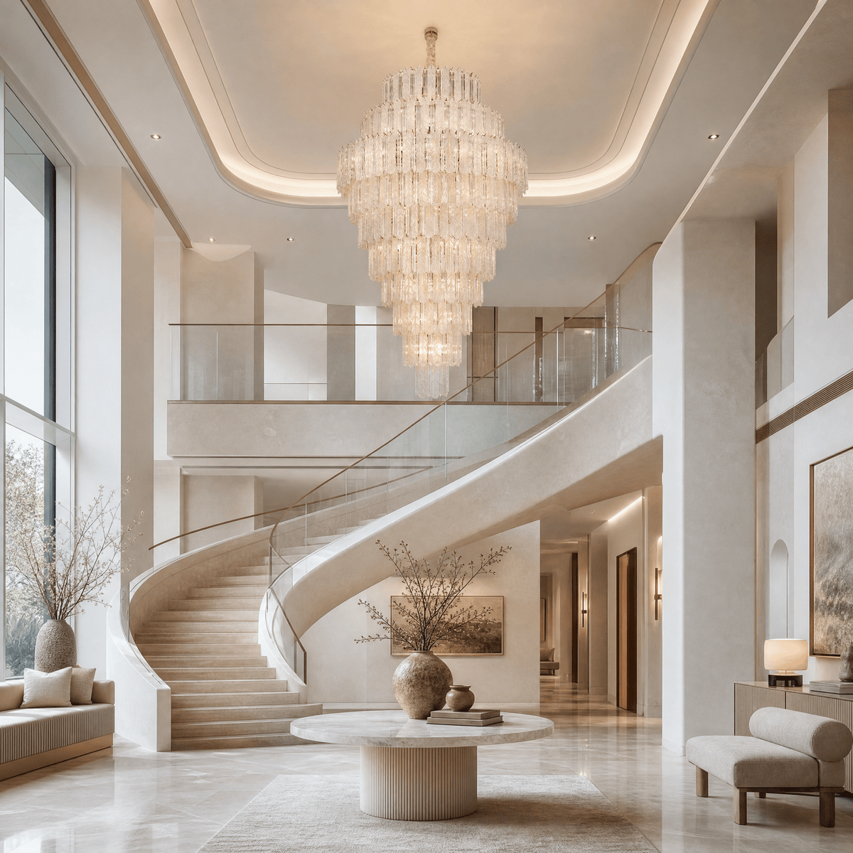 Quadro Glass Rod Crown Chandelier - Blushlighting