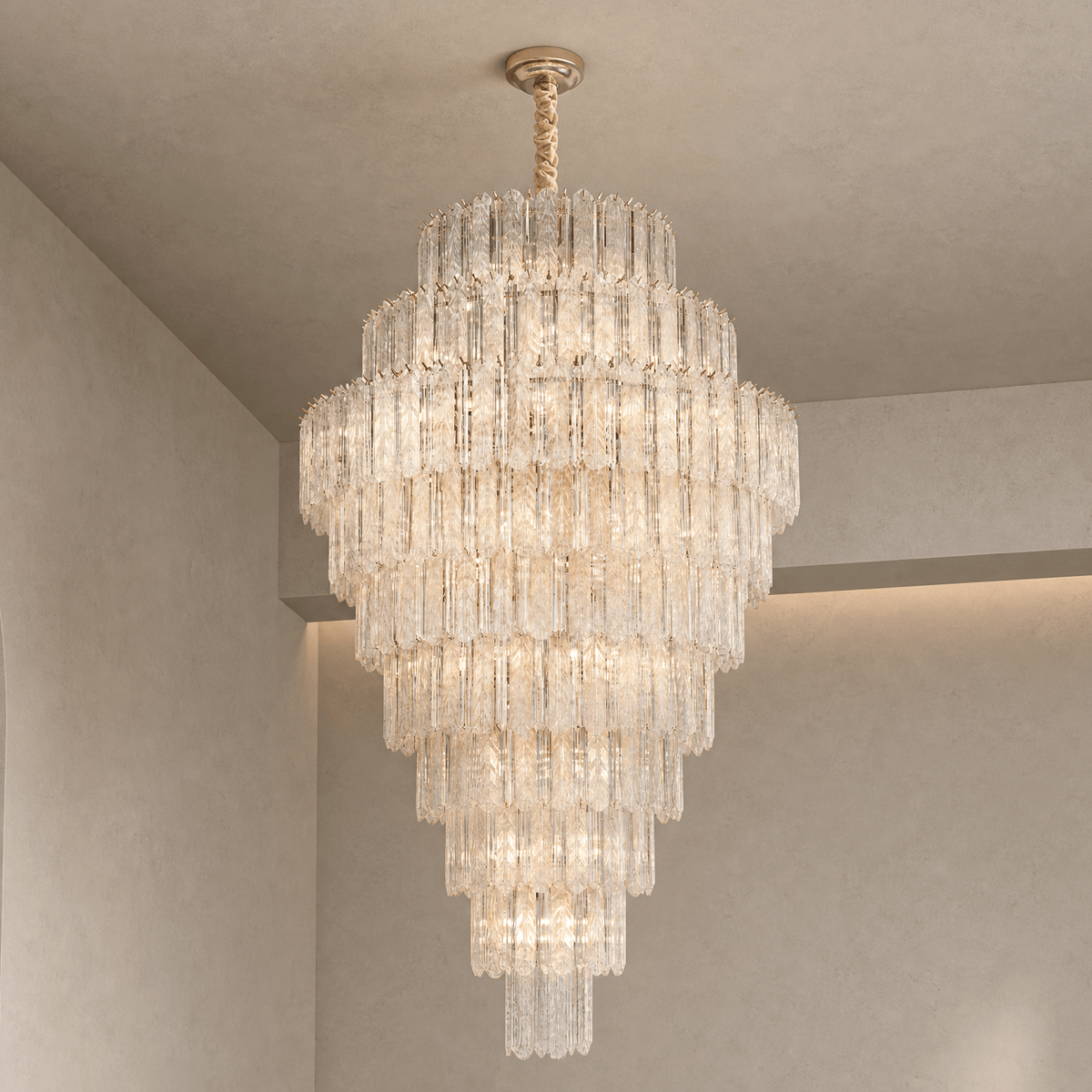 Quadro Glass Rod Crown Chandelier - Blushlighting
